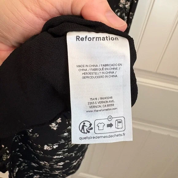 Reformation Delia Dress in Lucien black floral midi size 2 - Picture 11 of 12